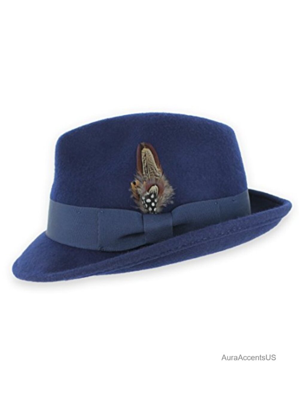100% Wool Felt Fedora Hat Snap Brim Vintage Trilby Dress